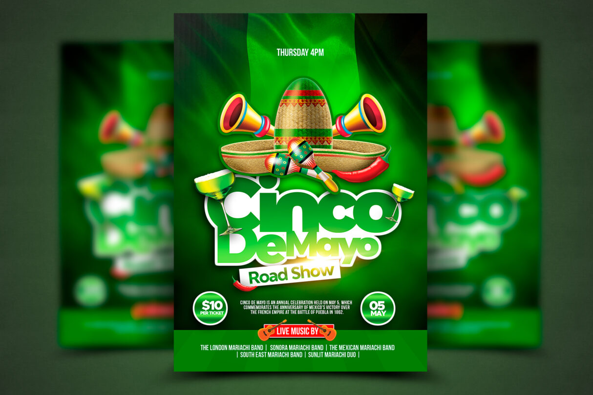 Viva la fiesta with our Cinco de Mayo Poster Template for Adobe Photoshop! This vibrant and festive template is perfect for promoting your Cinco de Mayo celebrations. With bold colors, traditional Mexican elements, and customizable text areas, it's easy to create eye-catching posters that will attract crowds to your event. Download now and let the fiesta begin